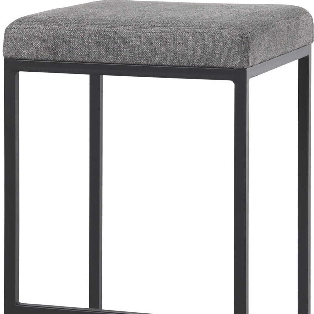 30" Gray And Black Fabric And Iron Backless Bar Height Bar Chair HomeRoots