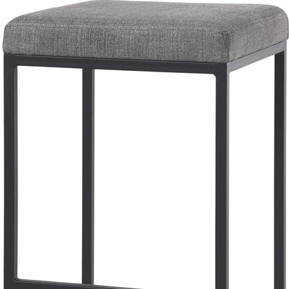 30" Gray And Black Fabric And Iron Backless Bar Height Bar Chair HomeRoots