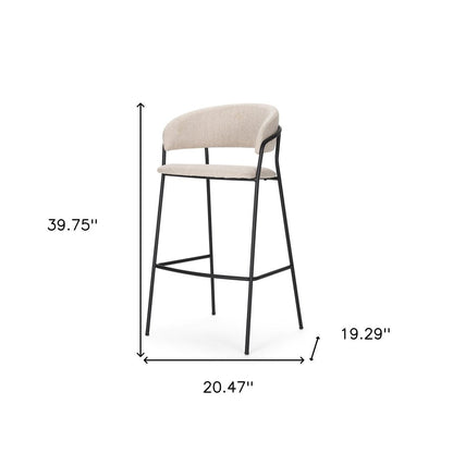 30" Cream And Black Fabric And Metal Bar Height Bar Chair HomeRoots