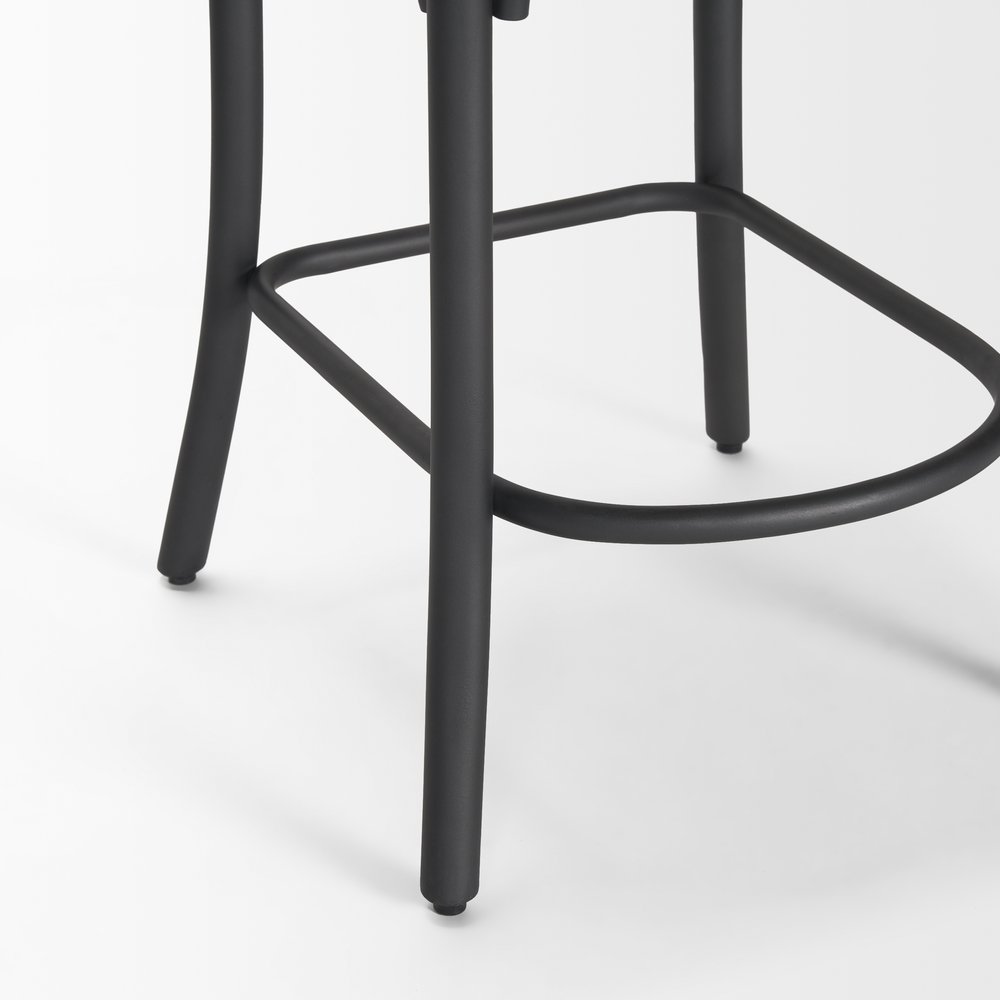 26" Natural and Gray Solid Wood and Iron Counter Height Bar Chair