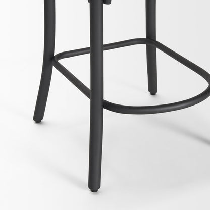 26" Natural and Gray Solid Wood and Iron Counter Height Bar Chair