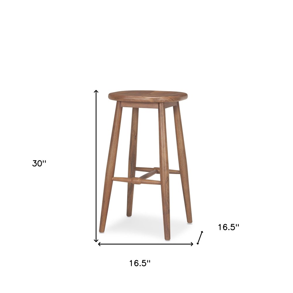 30" Natural Solid Wood Backless Bar Height Bar Chair HomeRoots