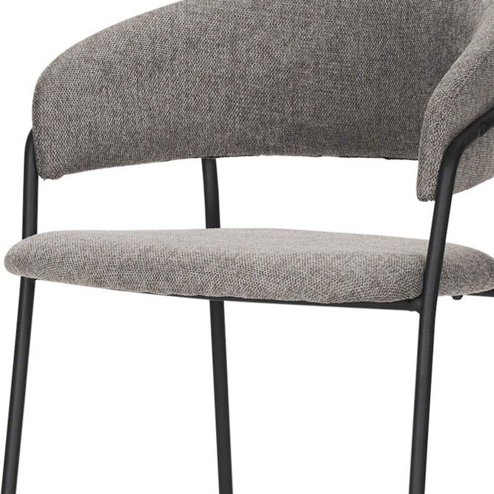 26" Gray And Black Fabric And Metal Counter Height Bar Chair HomeRoots