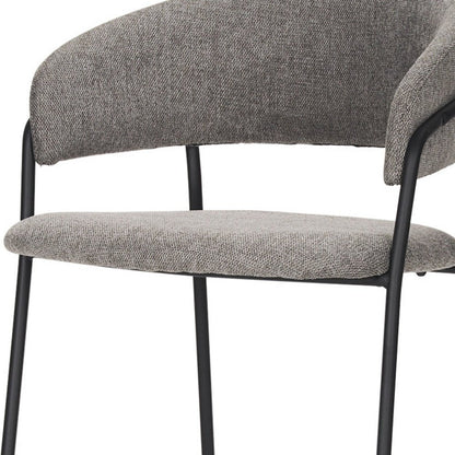 26" Gray And Black Fabric And Metal Counter Height Bar Chair HomeRoots