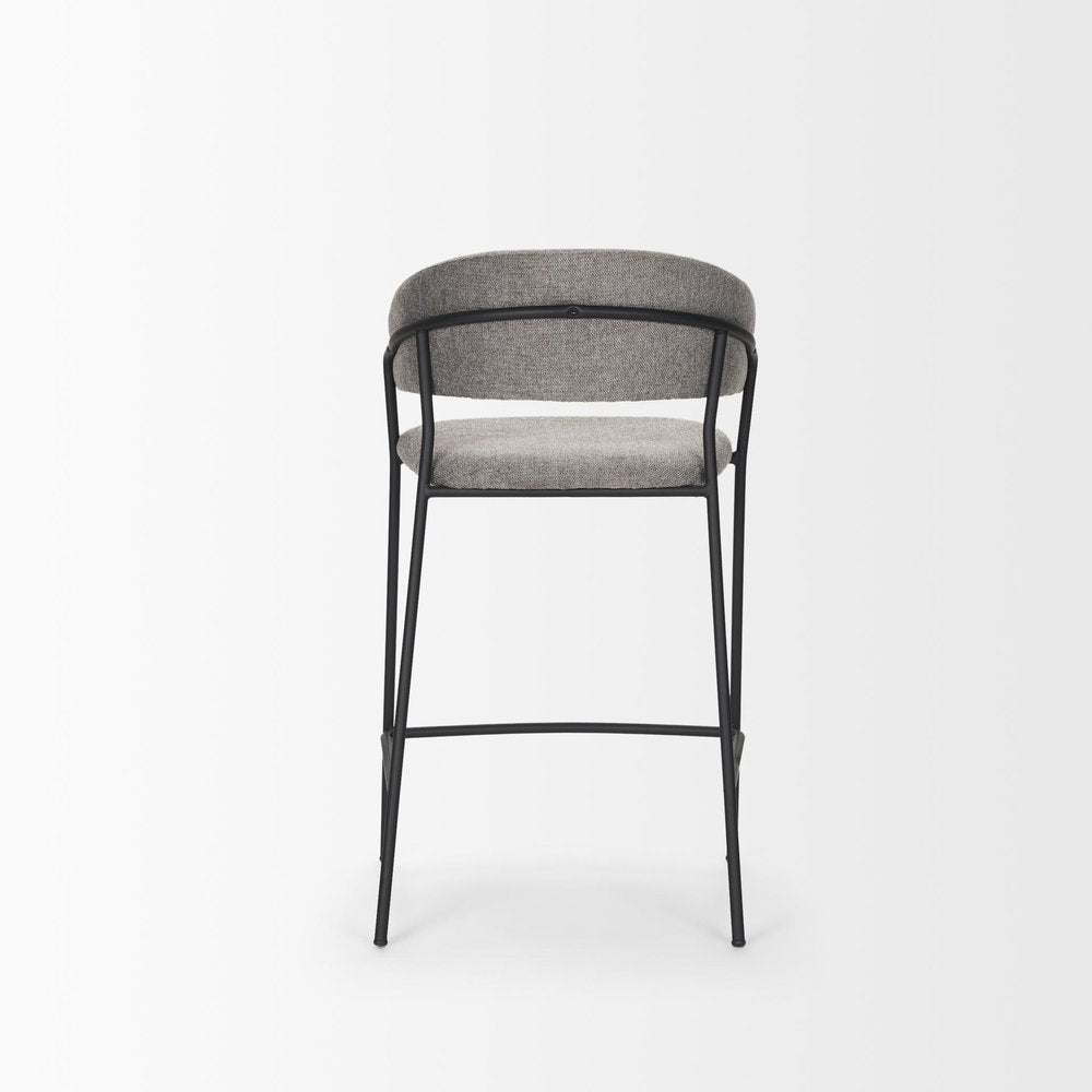26" Gray And Black Fabric And Metal Counter Height Bar Chair HomeRoots