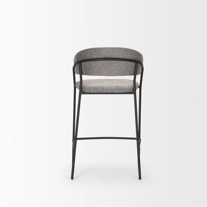 26" Gray and Black Fabric and Metal Counter Height Bar Chair HomeRoots