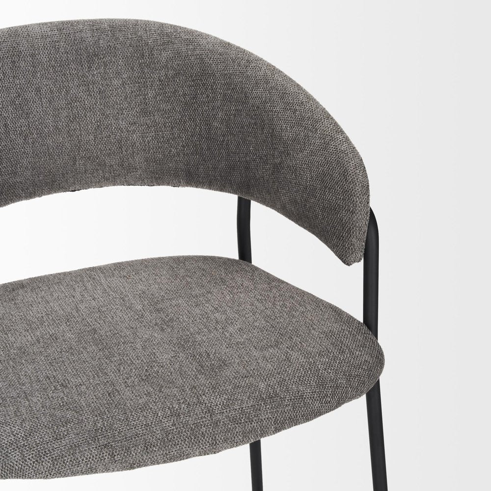 26" Gray And Black Fabric And Metal Counter Height Bar Chair HomeRoots