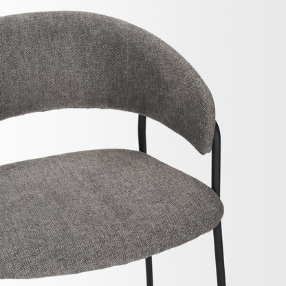 26" Gray And Black Fabric And Metal Counter Height Bar Chair HomeRoots