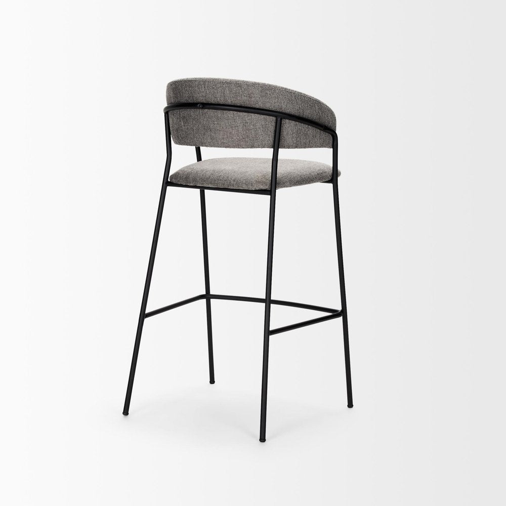 30" Gray And Black Fabric And Metal Bar Height Bar Chair HomeRoots