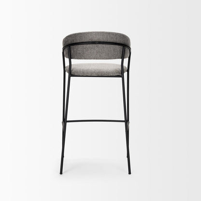 30" Gray And Black Fabric And Metal Bar Height Bar Chair HomeRoots