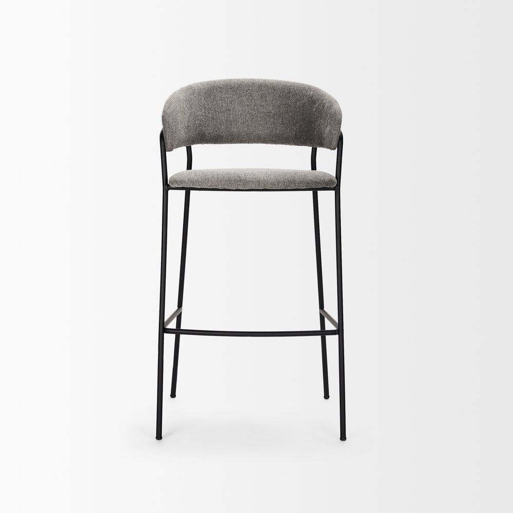 30" Gray and Black Fabric and Metal Bar Height Bar Chair HomeRoots