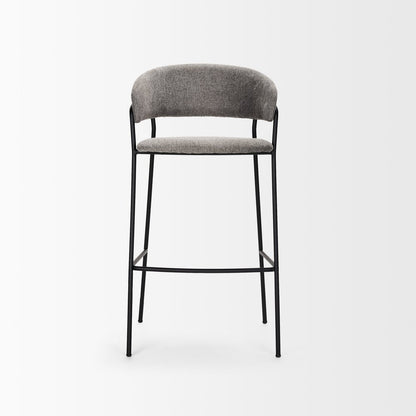 30" Gray and Black Fabric and Metal Bar Height Bar Chair HomeRoots