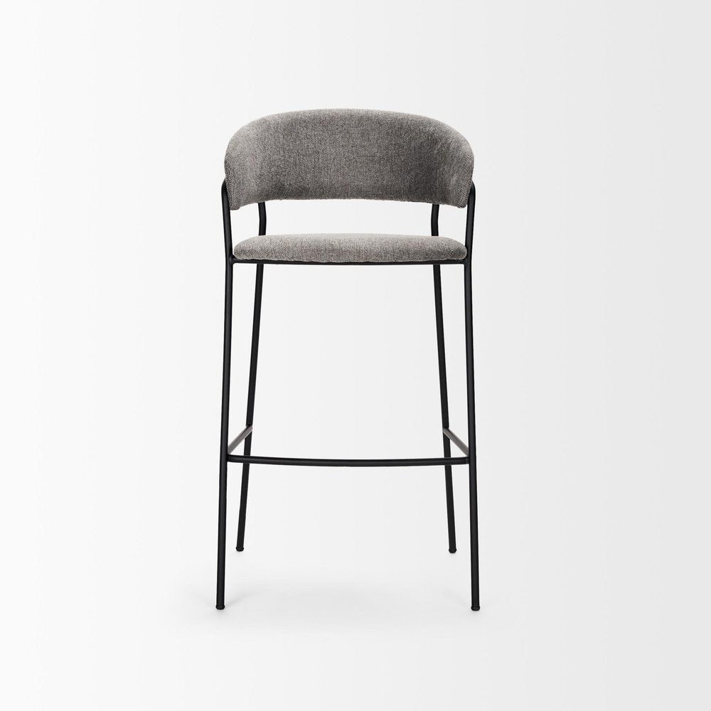 30" Gray And Black Fabric And Metal Bar Height Bar Chair HomeRoots