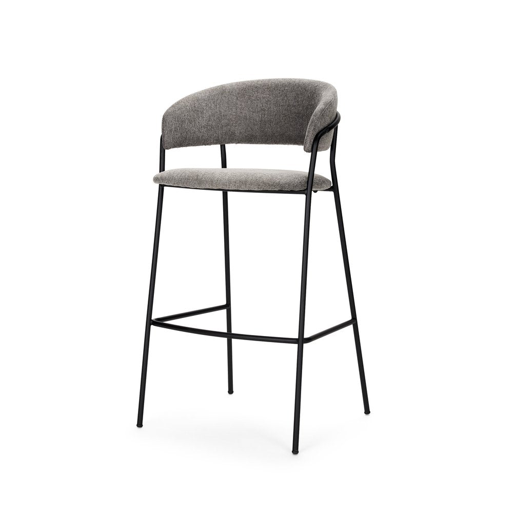 30" Gray And Black Fabric And Metal Bar Height Bar Chair HomeRoots