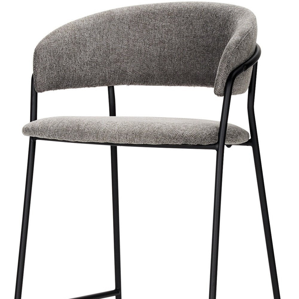 30" Gray And Black Fabric And Metal Bar Height Bar Chair HomeRoots