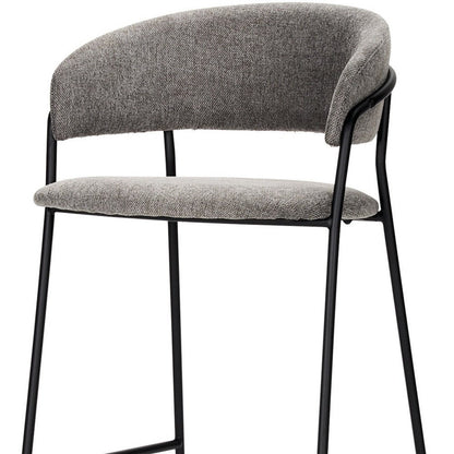 30" Gray And Black Fabric And Metal Bar Height Bar Chair HomeRoots