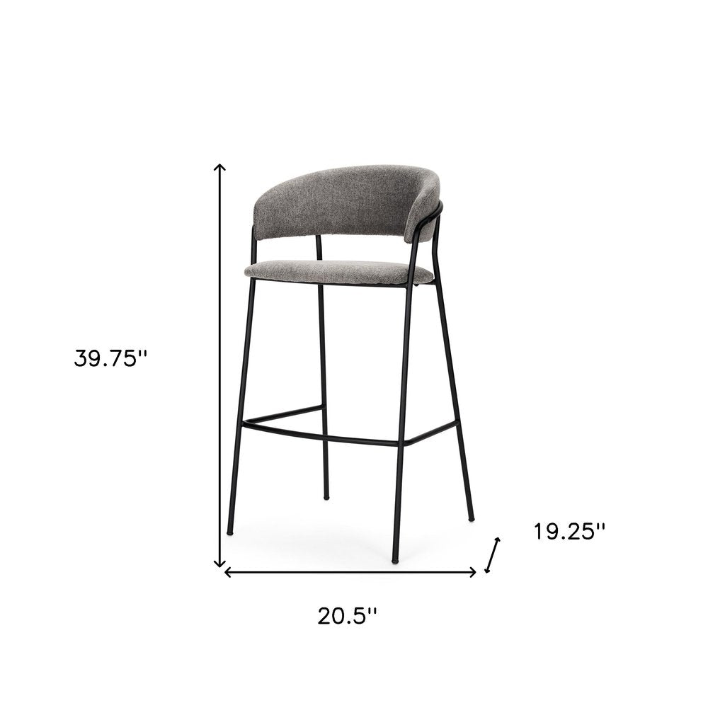 30" Gray And Black Fabric And Metal Bar Height Bar Chair HomeRoots