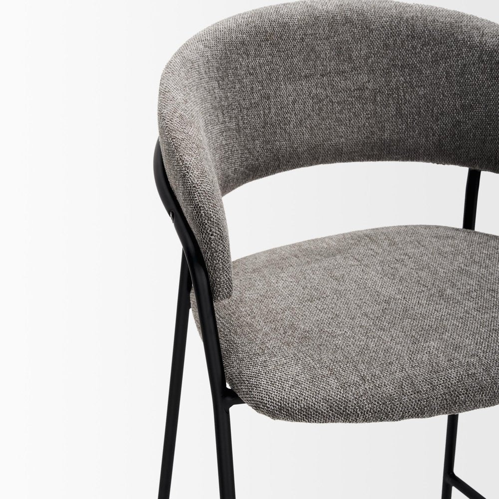30" Gray And Black Fabric And Metal Bar Height Bar Chair HomeRoots