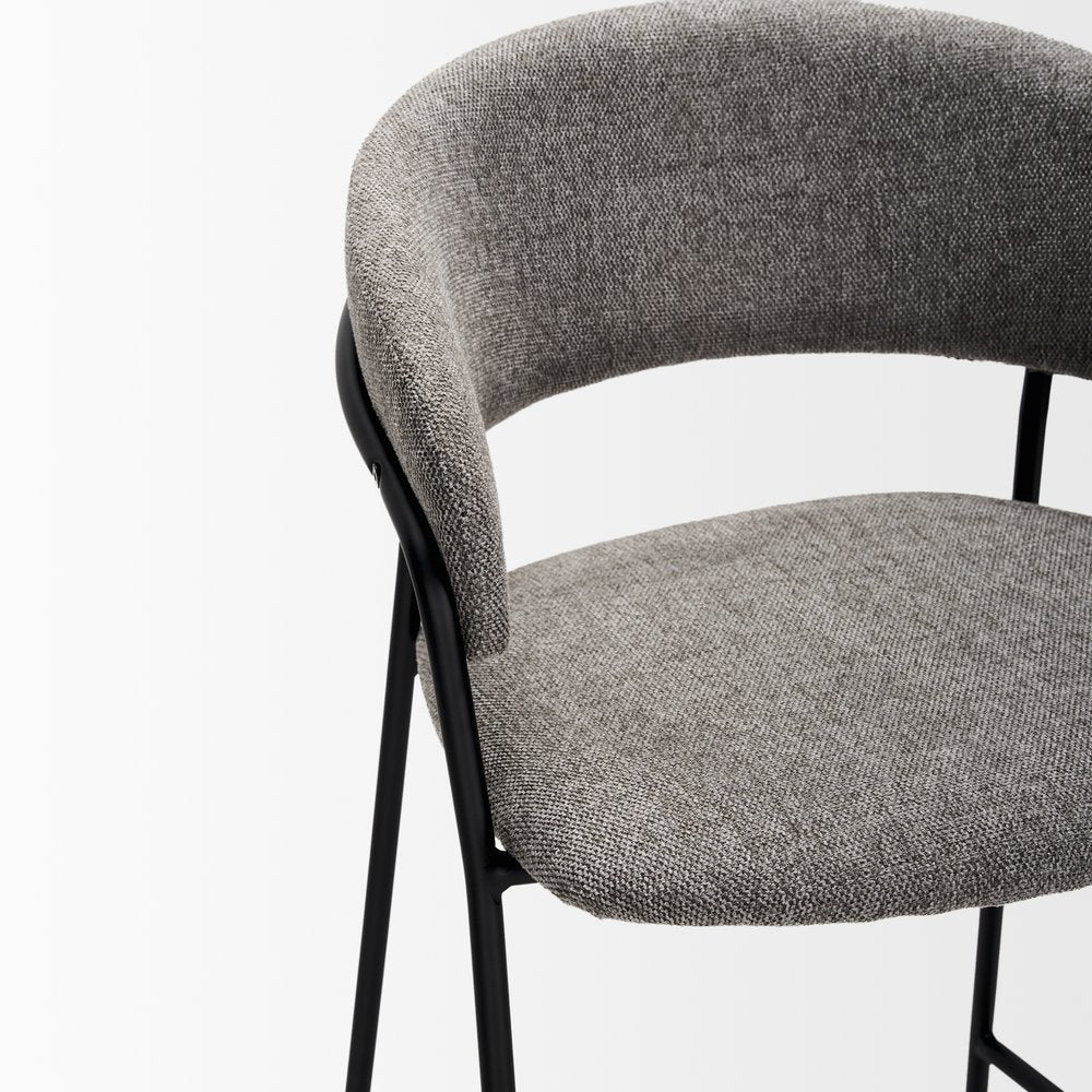30" Gray and Black Fabric and Metal Bar Height Bar Chair HomeRoots