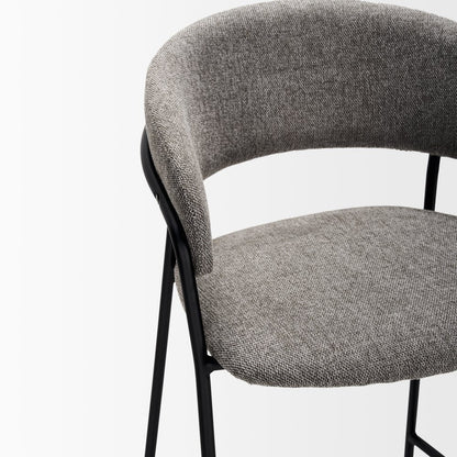 30" Gray and Black Fabric and Metal Bar Height Bar Chair HomeRoots