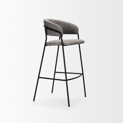 30" Gray And Black Fabric And Metal Bar Height Bar Chair HomeRoots