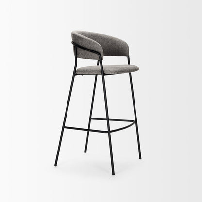 30" Gray and Black Fabric and Metal Bar Height Bar Chair HomeRoots