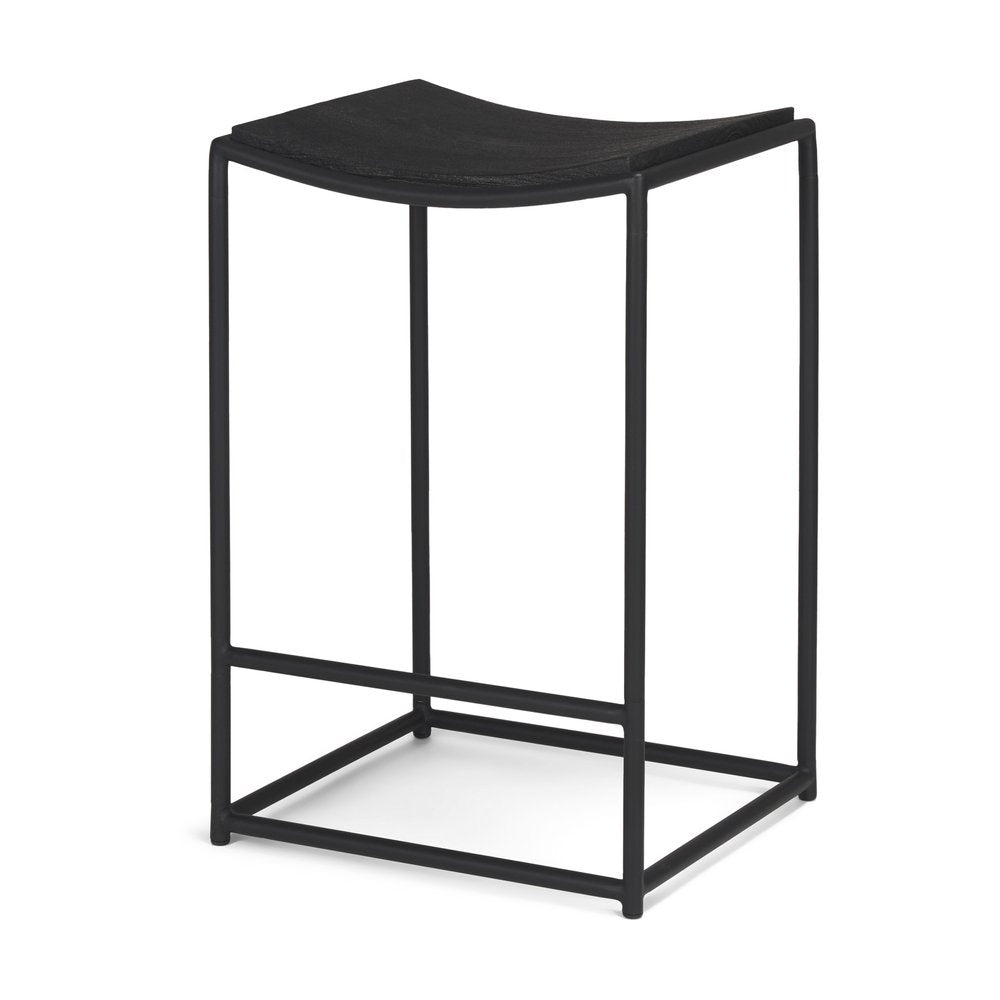 26" Black Solid Wood And Iron Backless Counter Height Bar Chair HomeRoots