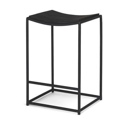 26" Black Solid Wood And Iron Backless Counter Height Bar Chair HomeRoots