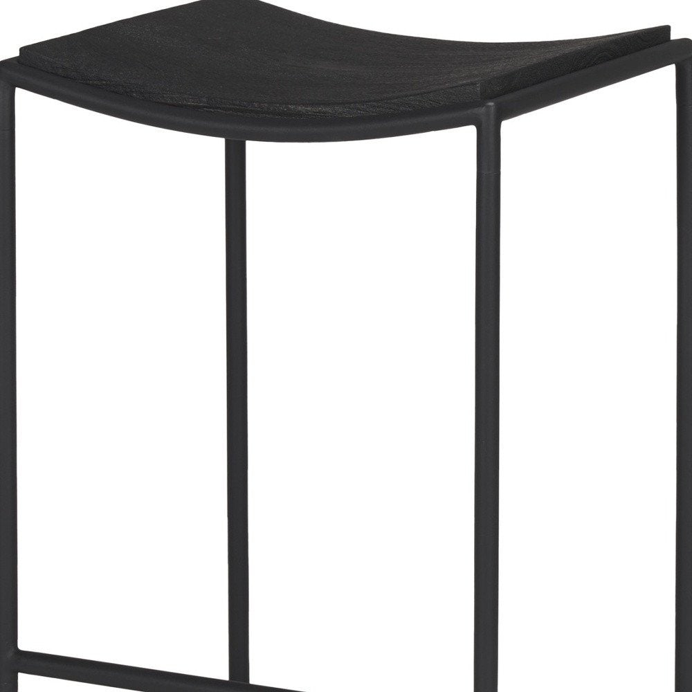 26" Black Solid Wood And Iron Backless Counter Height Bar Chair HomeRoots