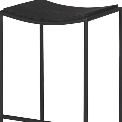 26" Black Solid Wood And Iron Backless Counter Height Bar Chair HomeRoots