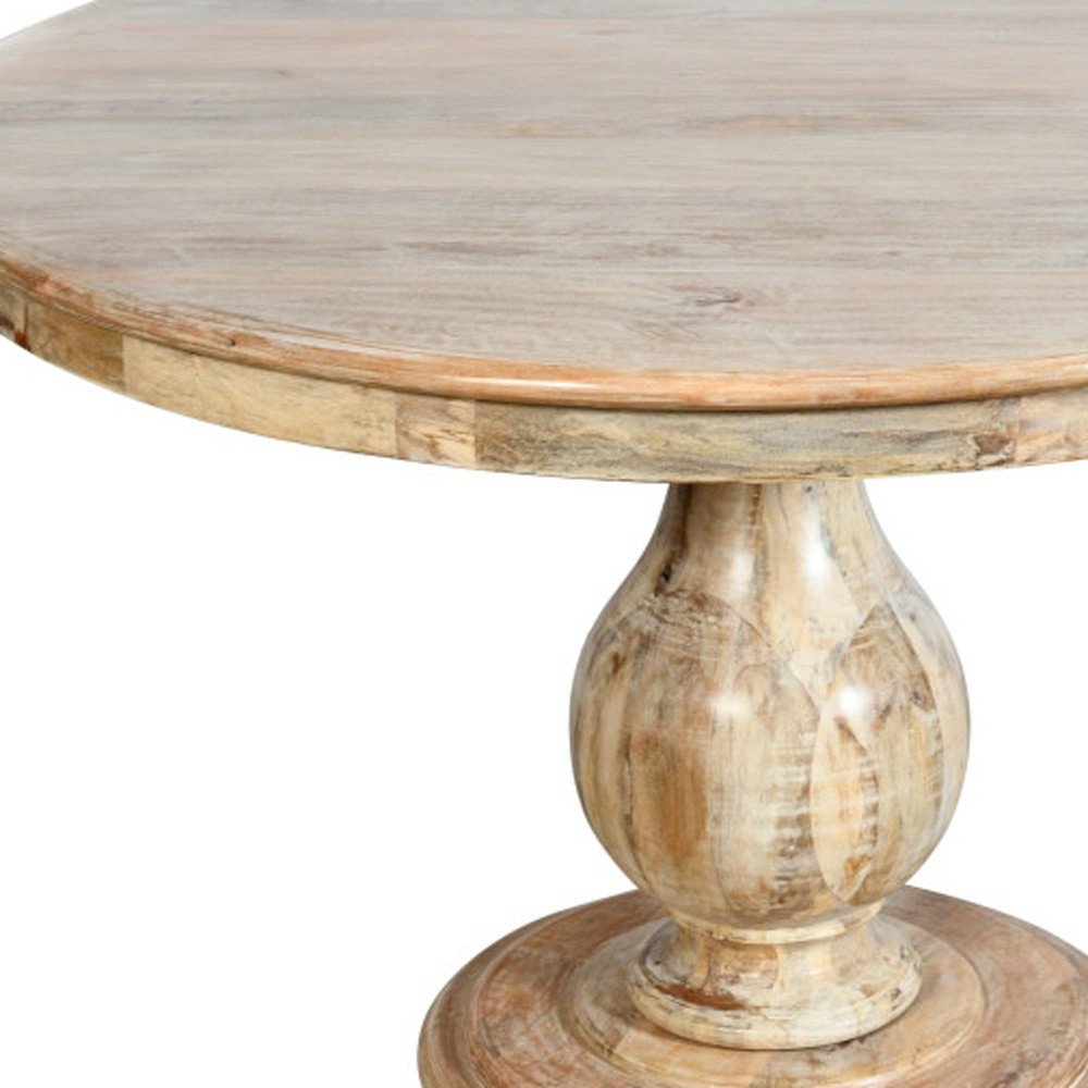 48" Natural Solid Wood Pedestal Base Round Top Dining Table — view 5