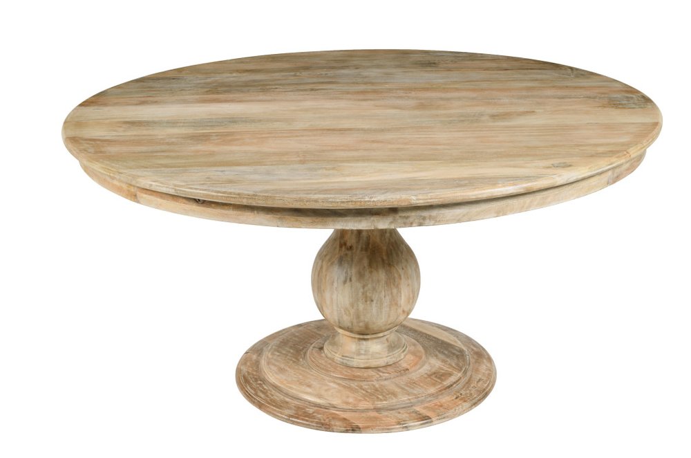 48" Natural Solid Wood Pedestal Base Round Top Dining Table — view 9