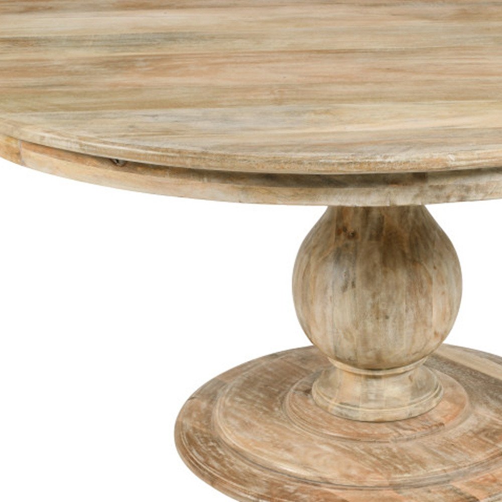 48" Natural Solid Wood Pedestal Base Round Top Dining Table — view 13