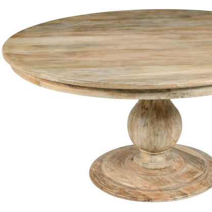 48" Natural Solid Wood Pedestal Base Round Top Dining Table HomeRoots