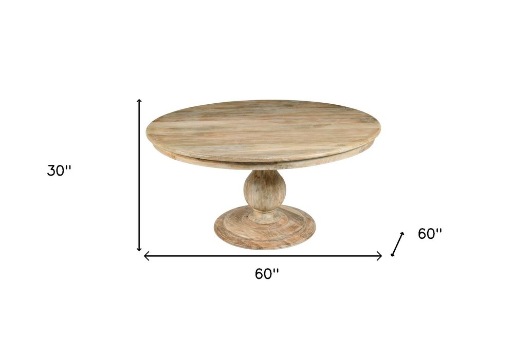 48" Natural Solid Wood Pedestal Base Round Top Dining Table HomeRoots