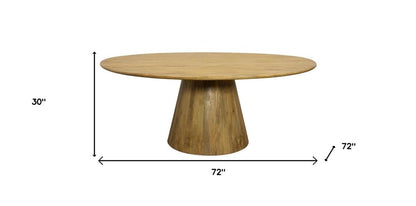 72" Natural Solid Wood Pedestal Base Round Top Dining Table HomeRoots