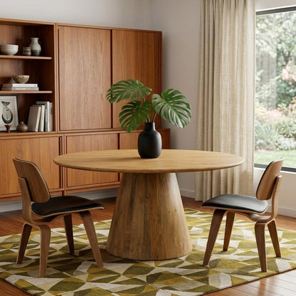 72" Natural Solid Wood Pedestal Base Round Top Dining Table HomeRoots