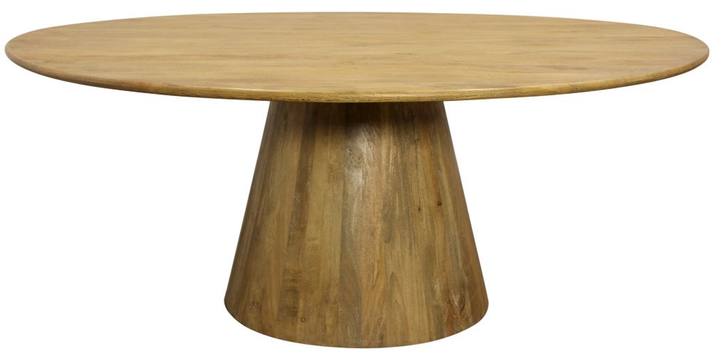 72" Natural Solid Wood Pedestal Base Round Top Dining Table — view 1