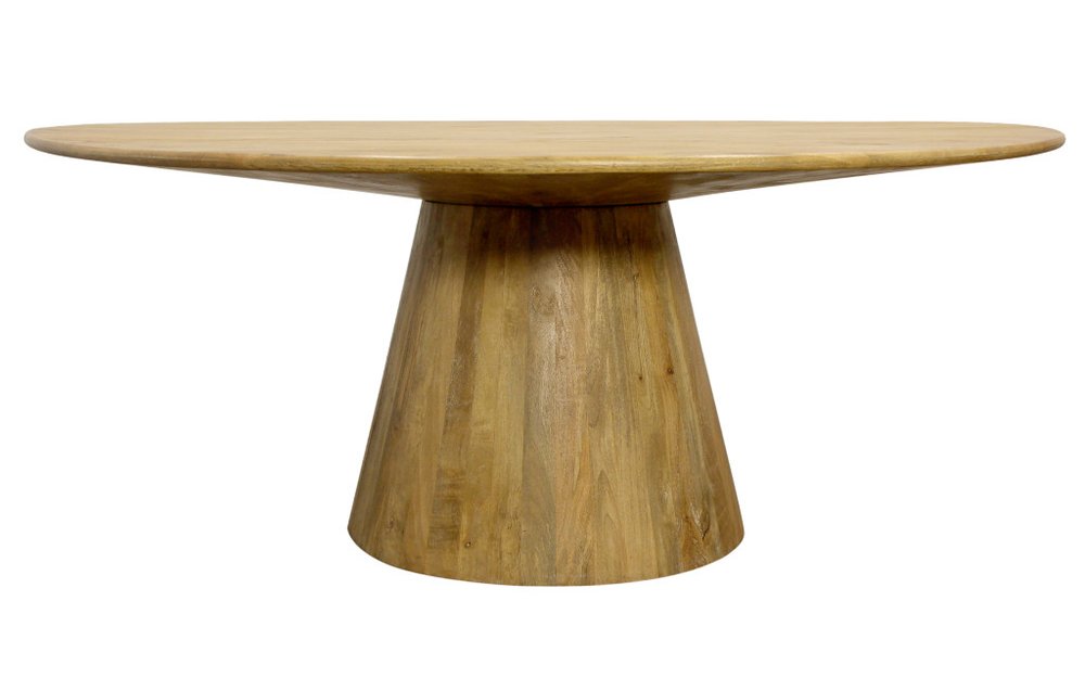 72" Natural Solid Wood Pedestal Base Round Top Dining Table — view 3