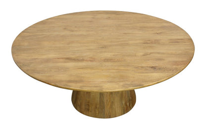 72" Natural Solid Wood Pedestal Base Round Top Dining Table HomeRoots