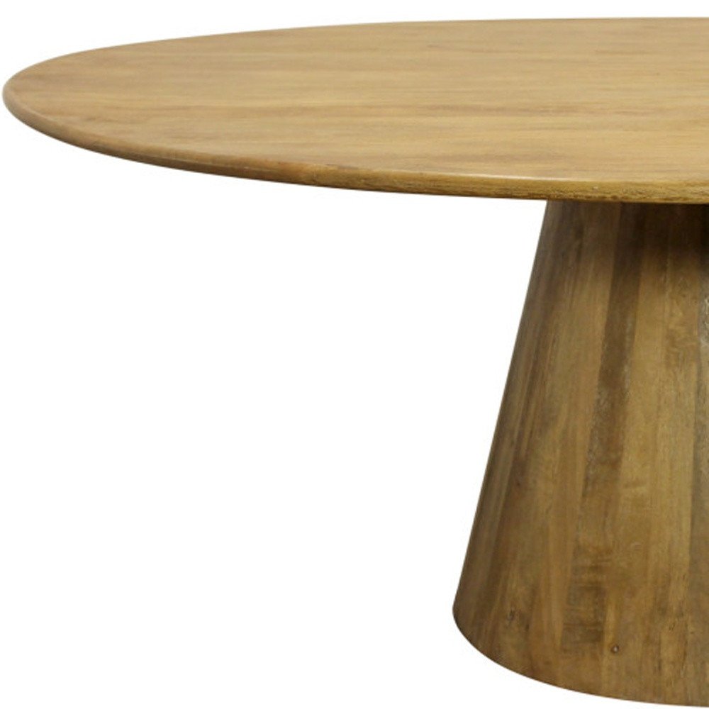 72" Natural Solid Wood Pedestal Base Round Top Dining Table — view 9