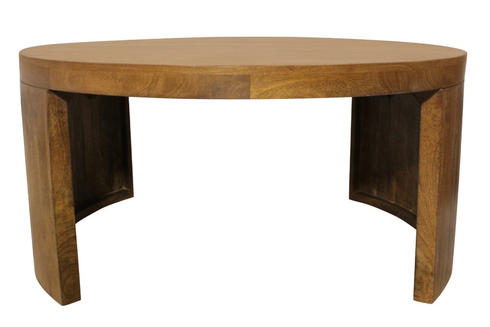 Set of Two Walnut Solid Wood Round Distressed Solid Nested Coffee Tables HomeRoots