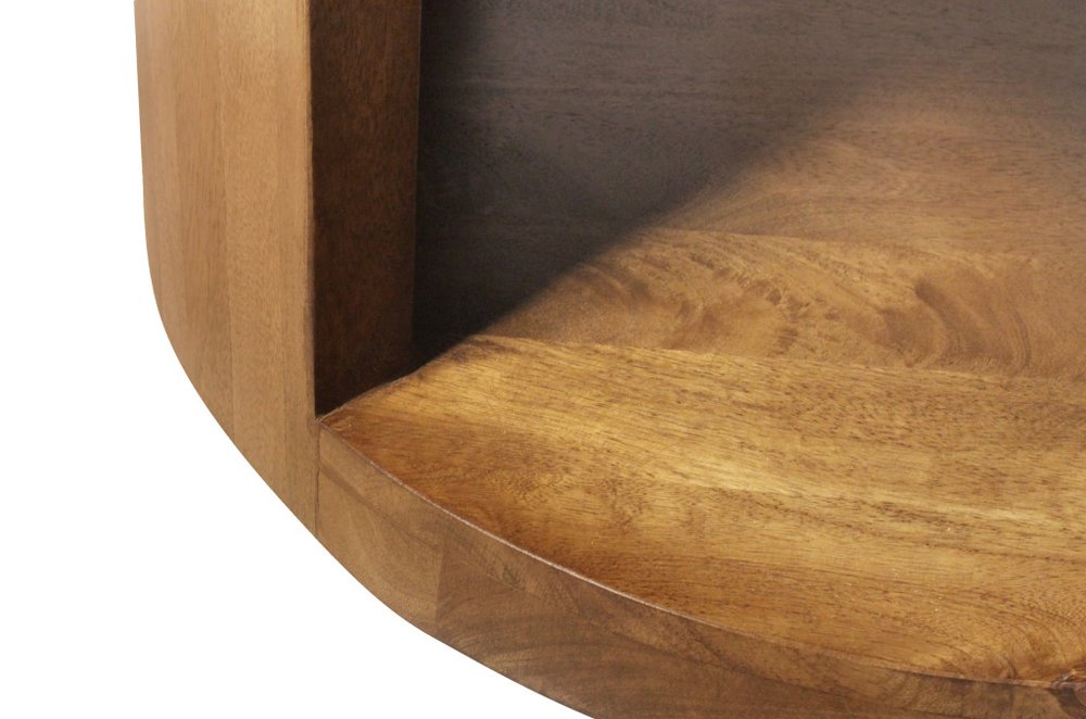 Set of Two Walnut Solid Wood Round Distressed Solid Nested Coffee Tables HomeRoots