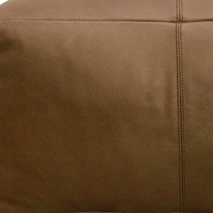 22" Brown Genuine Leather Pouf Ottoman HomeRoots