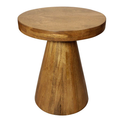 Set of Two Walnut Distressed Solid Wood Pedestal Nested Tables HomeRoots