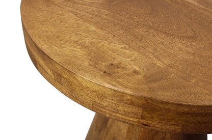 Set of Two Walnut Distressed Solid Wood Pedestal Nested Tables HomeRoots