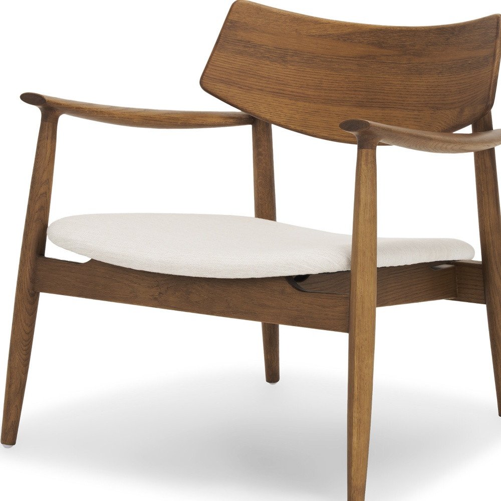 27" Brown And Cream Upholstery And Solid Wood Arm Chair HomeRoots