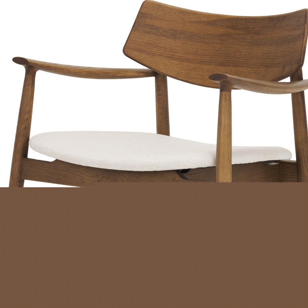 27" Brown And Cream Upholstery And Solid Wood Arm Chair HomeRoots