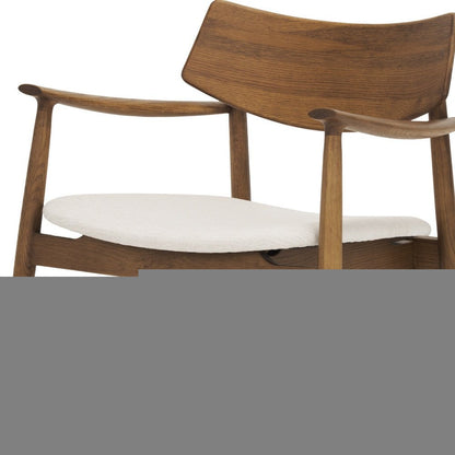 27" Brown And Cream Upholstery And Solid Wood Arm Chair HomeRoots