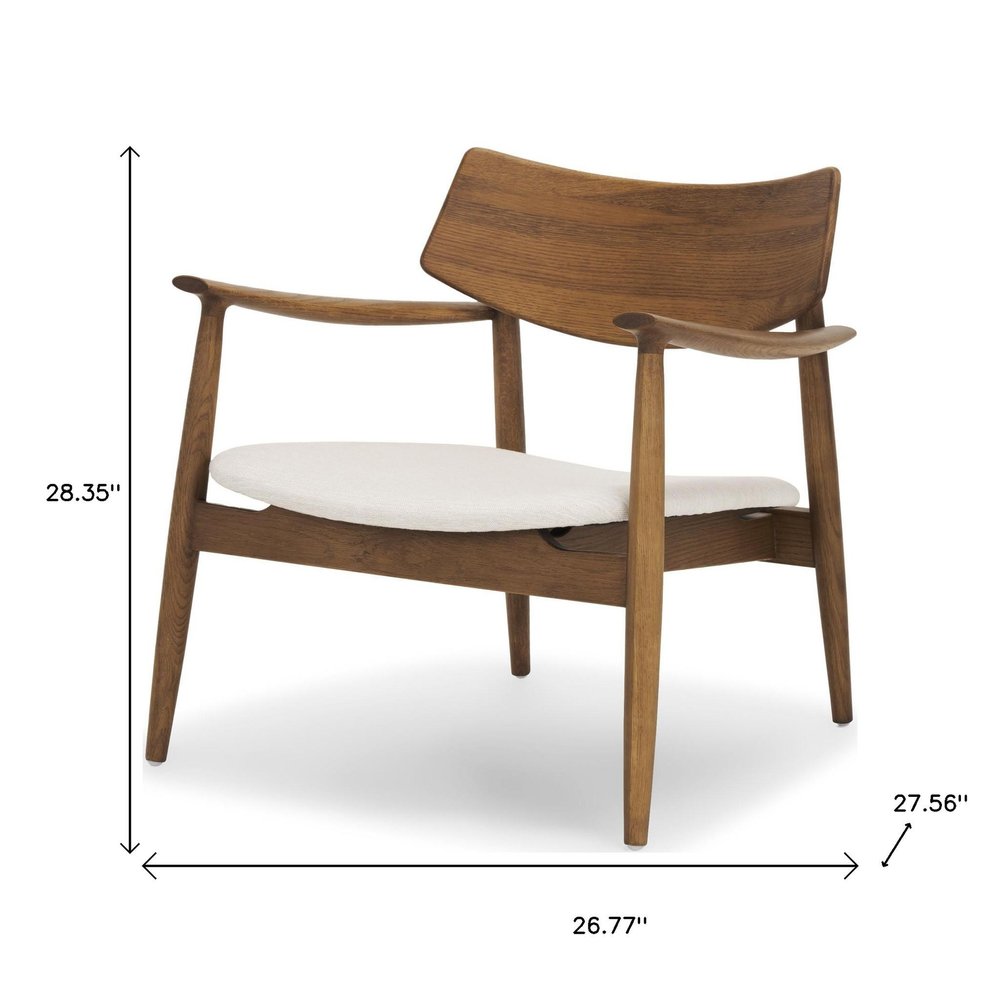 27" Brown And Cream Upholstery And Solid Wood Arm Chair HomeRoots